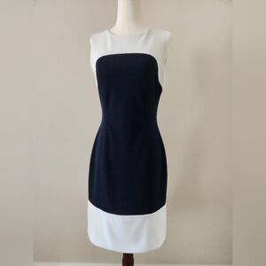 Tommy Hilfiger Elegant Blue and White Sleeveless Dress